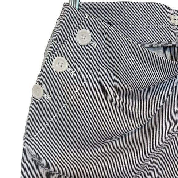 Banana Republic Women's Martin Fit Pant Navy Blue And White Pin Stripes Size 14 - Picture 1 of 5